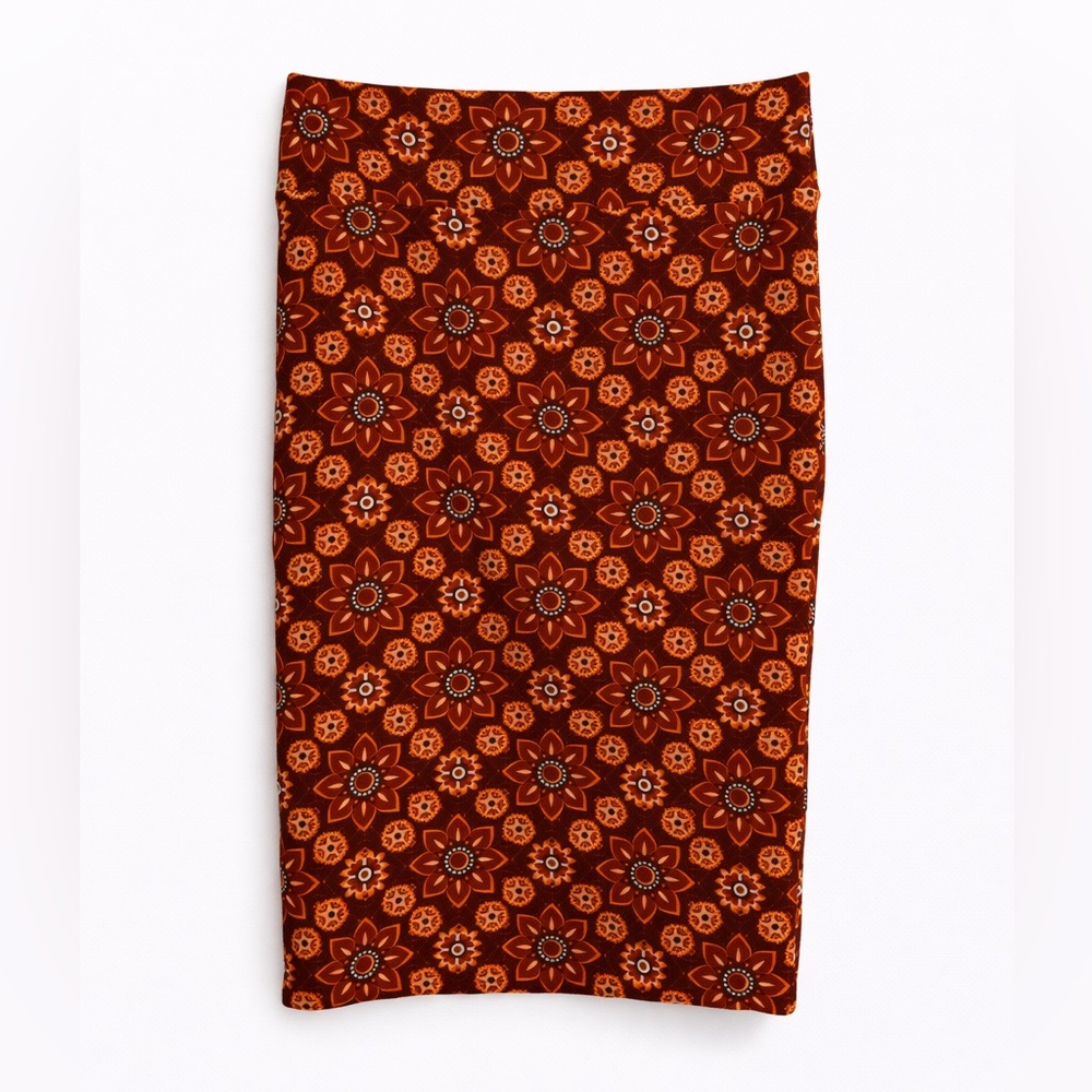 LuLaRoe Orange and Brown Floral Pencil Skirt